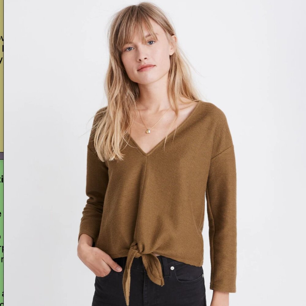 Madewell | Texture & Thread Long-Sleeve Tie-Front Top